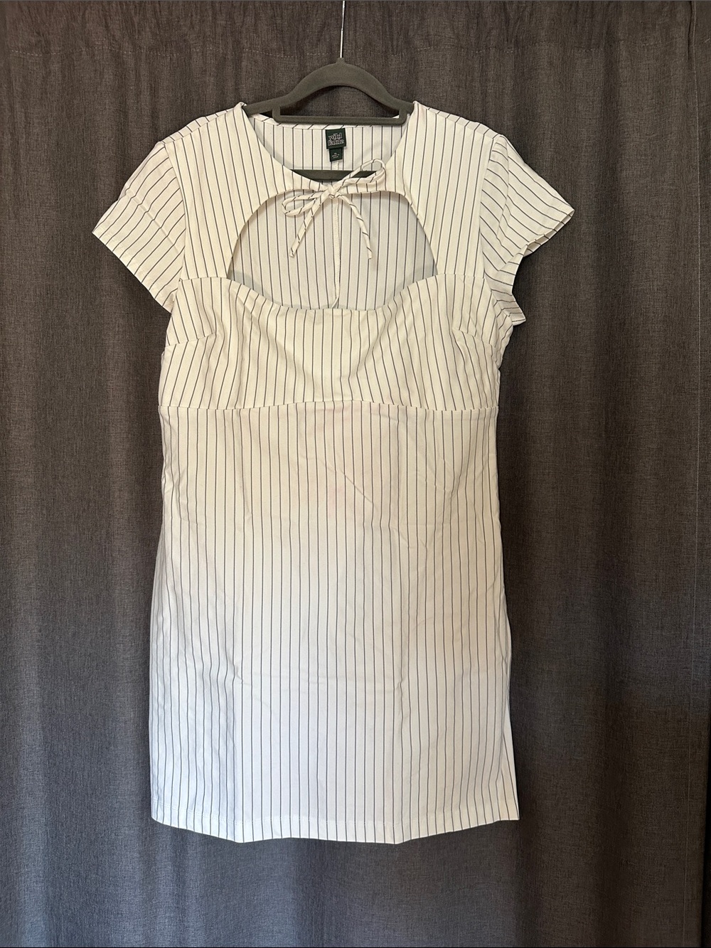 wild fable White Dress with Black Pinstripes and Front Cutout